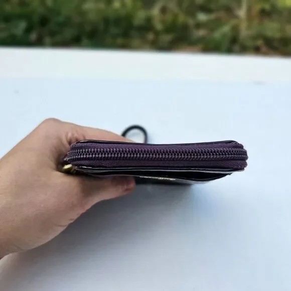 COACH Purple Zip Around Mini Wristlet Clutch Wallet, Pre-owned - Picture 5 of 6